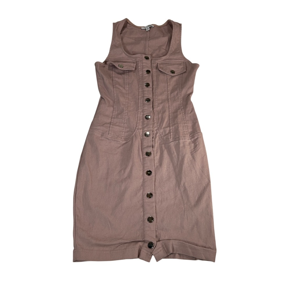 Fashion Nova Mauve Pink Button Front Sleeveless Mini Dress Womens Small